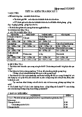 Đề kiểm tra học kì I Sinh học lớp 8 (Có đáp án) - Năm học 2013-2014